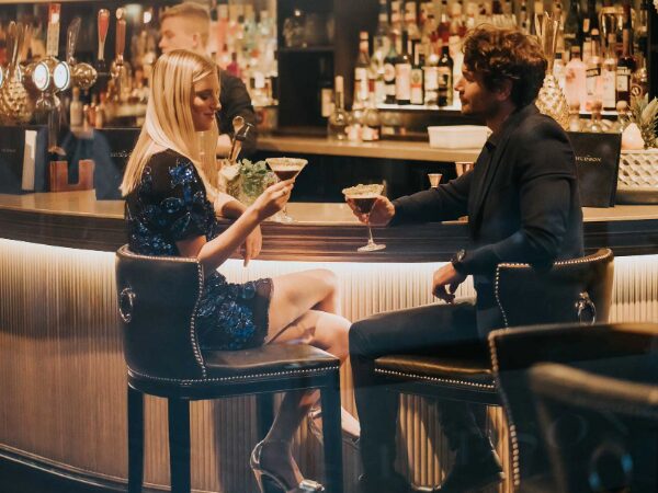 Guest enjoying a drink at the Vermont bar